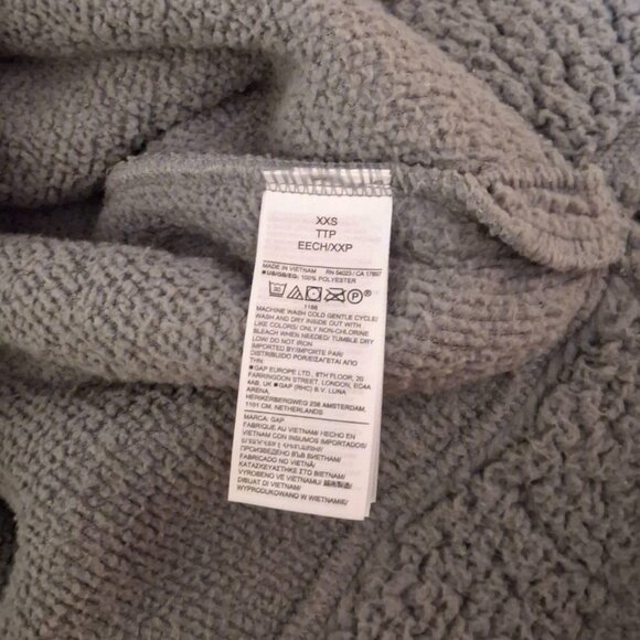 Gap Gray Sherpa Fleece Mock Neck Pullover - Women's Size XXS (XXS Petite) - Picture 4 of 5